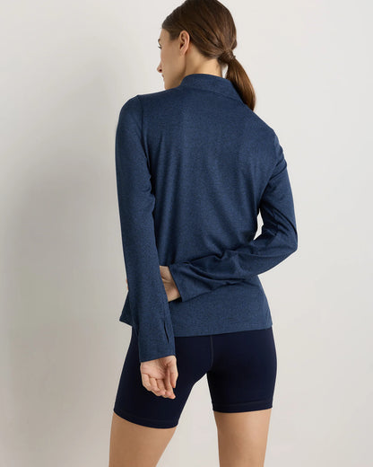 Flowknit Quarter-Zip Pullover - XS / Heather Deep Navy
