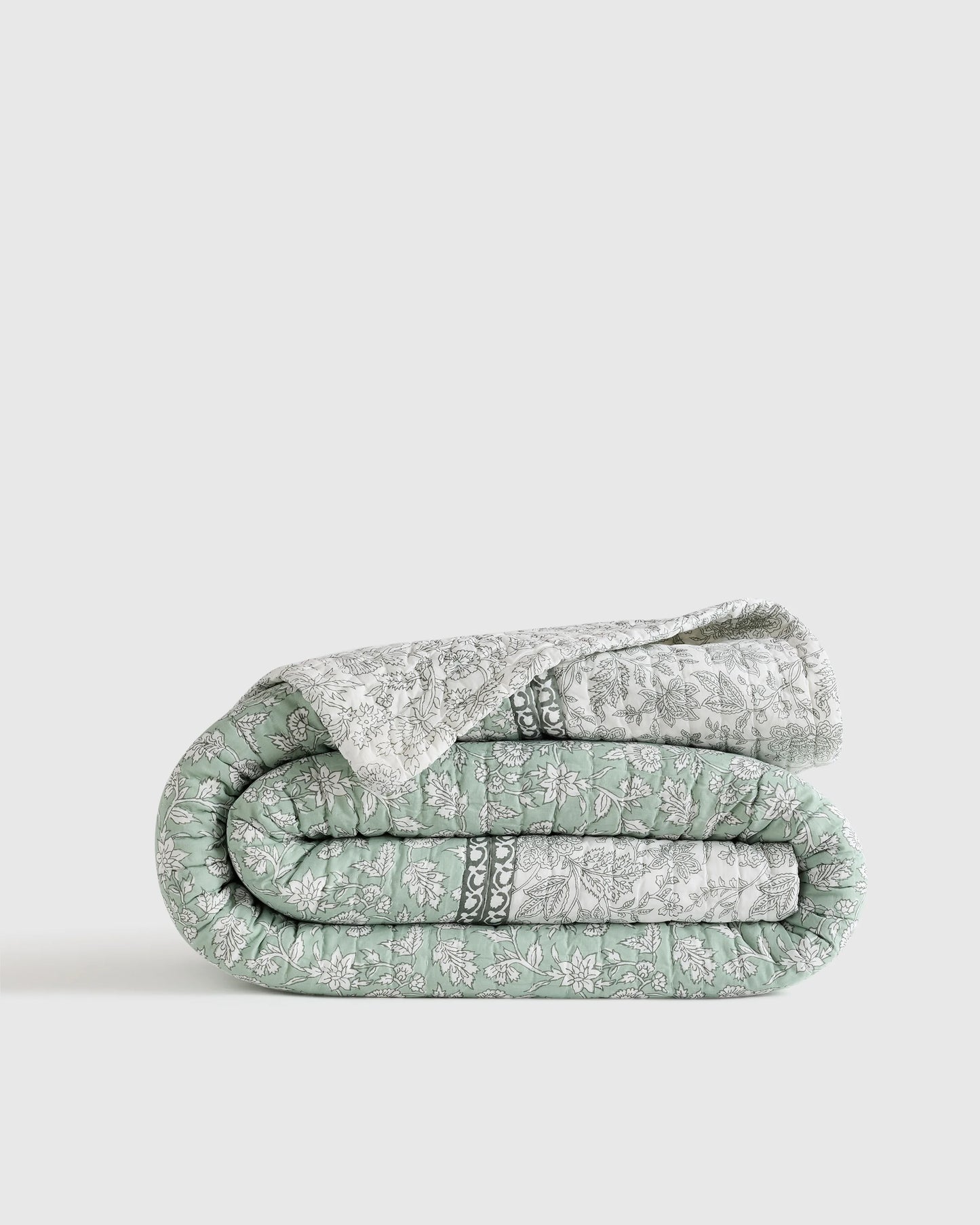 Organic Cotton Block Print Quilt - Twin / Green