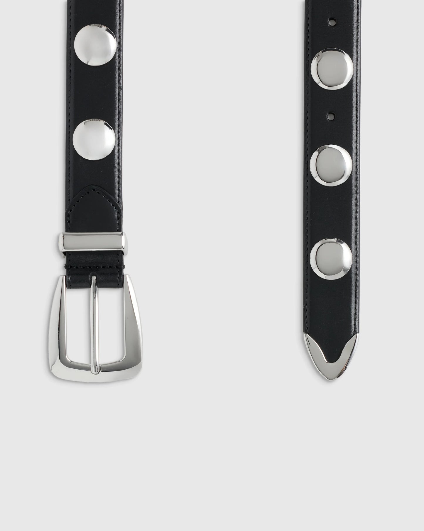 Alyssa European Leather Studded Belt - XS / Black/Silver