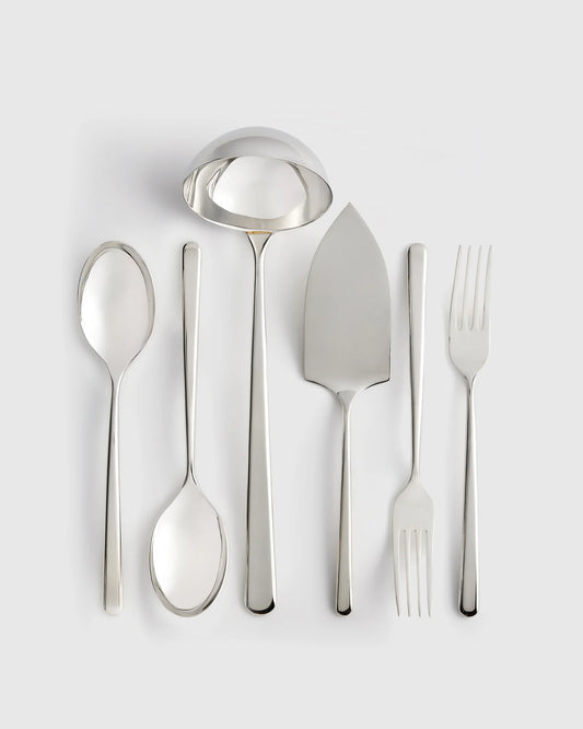 Gia Minimalist 6 Piece Serving Utensil Set - One Size / Polished Stainless Steel