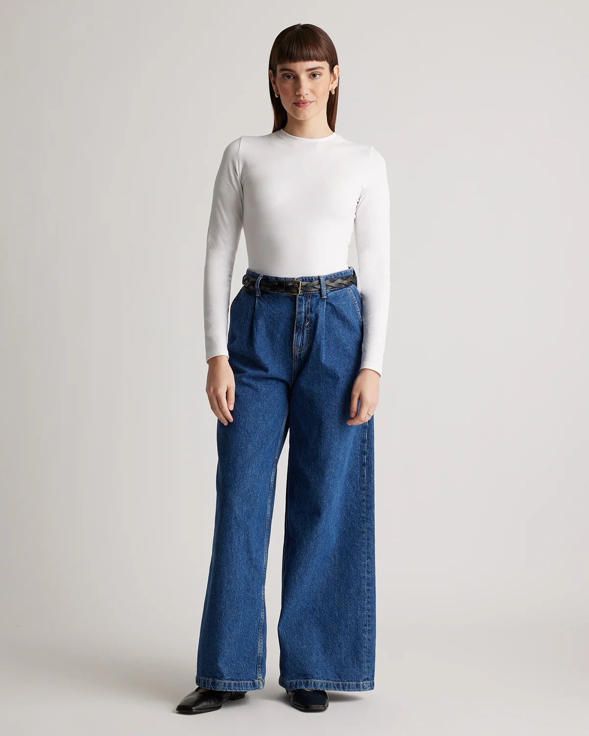 Stretch Cotton Jersey Long Sleeve Bodysuit - XS / Soft White