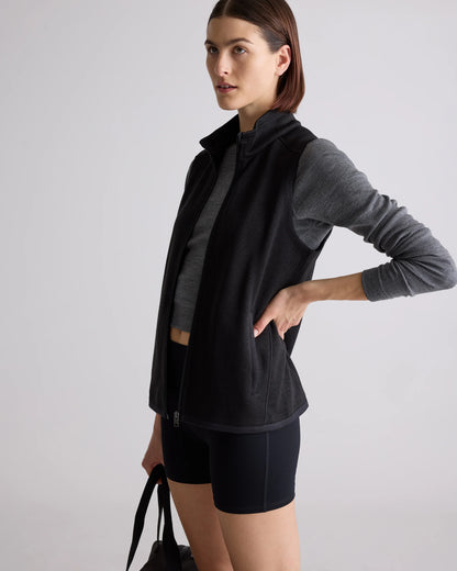 Sweater-Knit Fleece Full-Zip Vest - XS / Heather Mineral Green