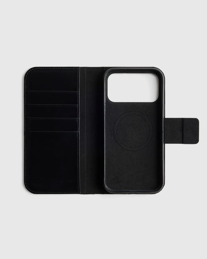 Italian Leather Phone 2-in-1 Folio Case - 17 Pro / Black