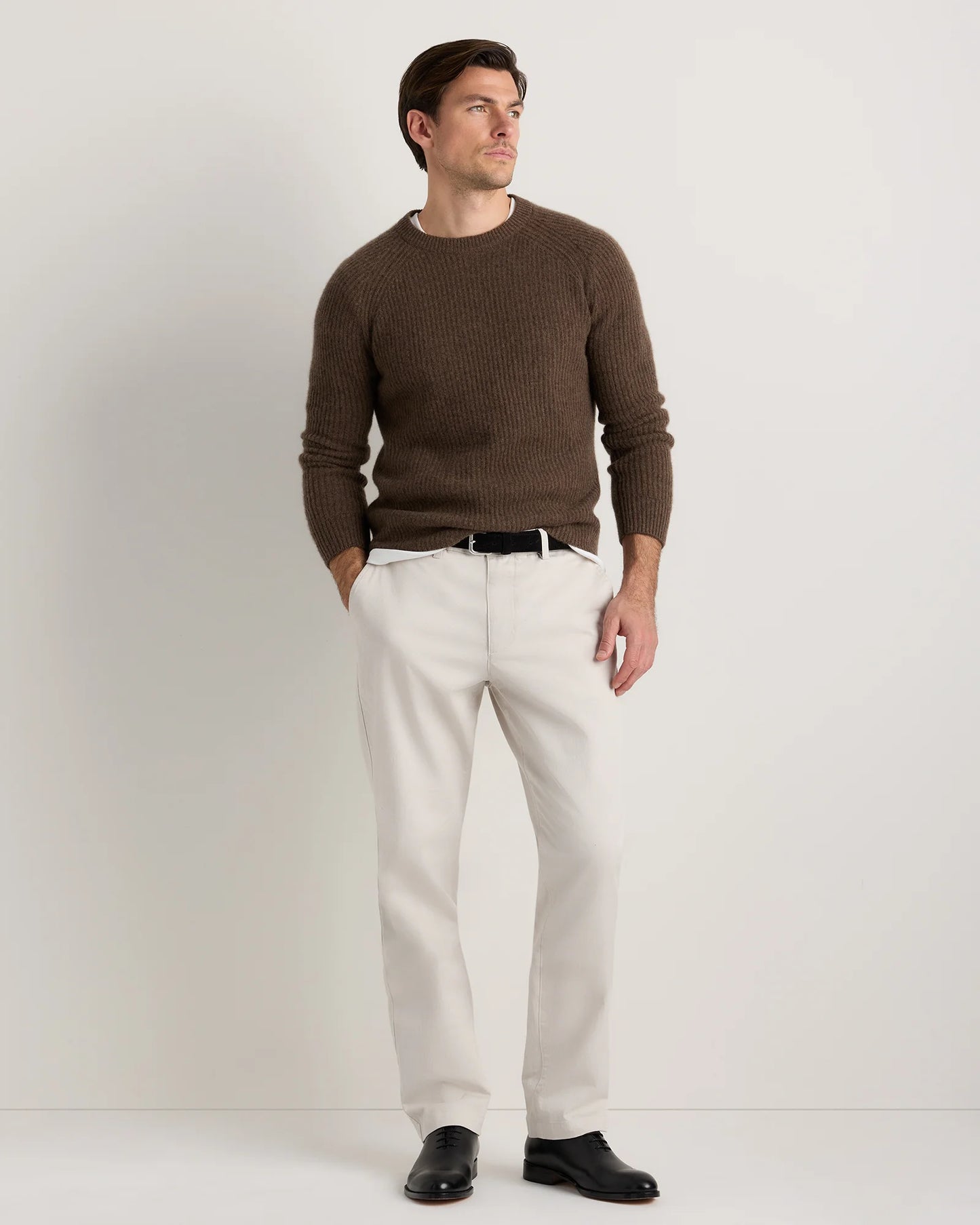 Mongolian Cashmere Fisherman Crewneck Sweater - S / Navy Marl