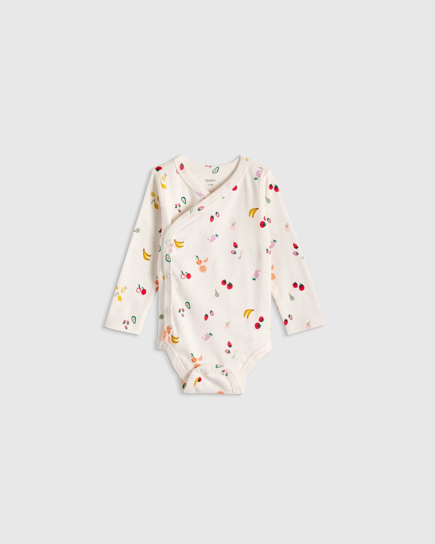 100% Organic Cotton Long Sleeve Kimono Bodysuit - 0-3M / Safari