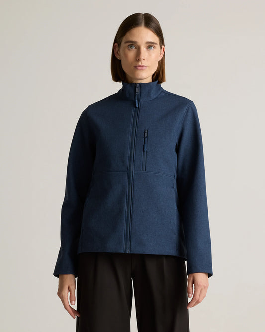 Softshell Fleece-Lined Full-Zip Jacket - XS / Heather Deep Navy