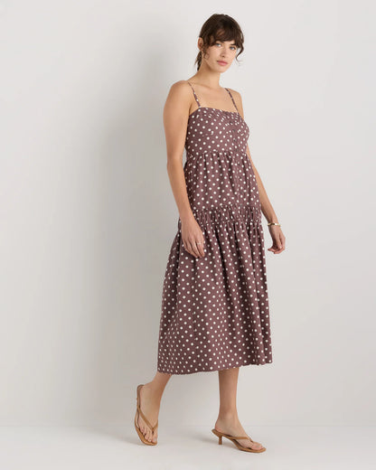 100% Organic Cotton Poplin Spaghetti Strap Maxi Dress - XS / Light Blue Stripe