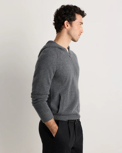 Luxe Baby Cashmere Bomber Hoodie - S / Heather Pewter