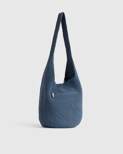 Hand Crochet Hobo Shoulder Bag - One Size / Black