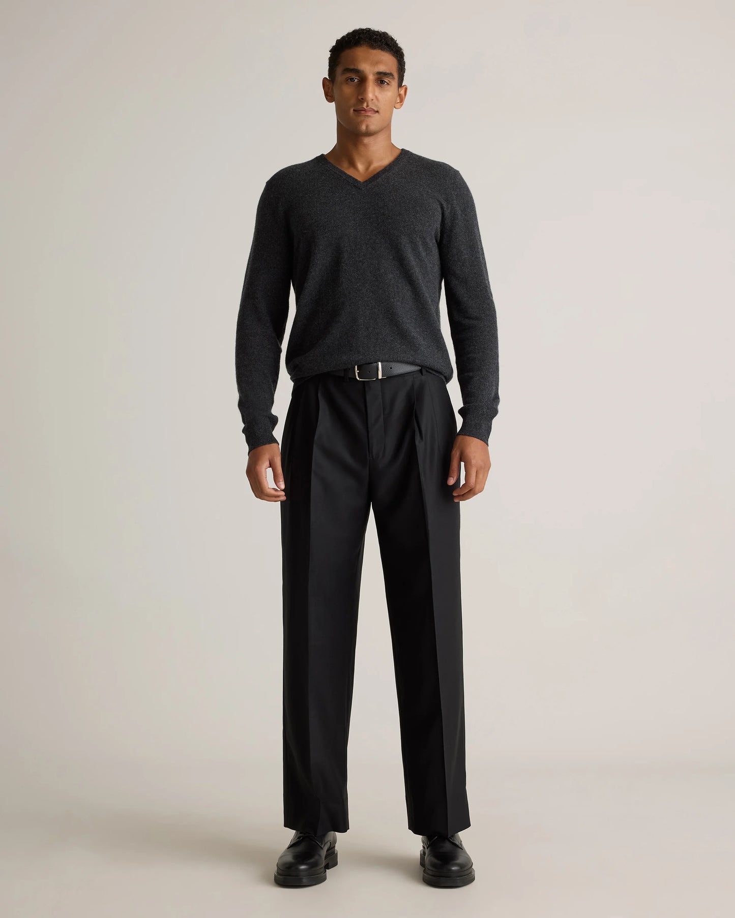 Mongolian Cashmere V-Neck Sweater - S / Oatmeal