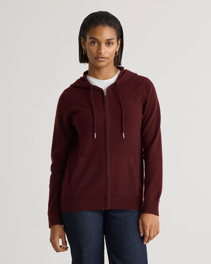 Mongolian Cashmere Full-Zip Hoodie - XS / Heather Grey
