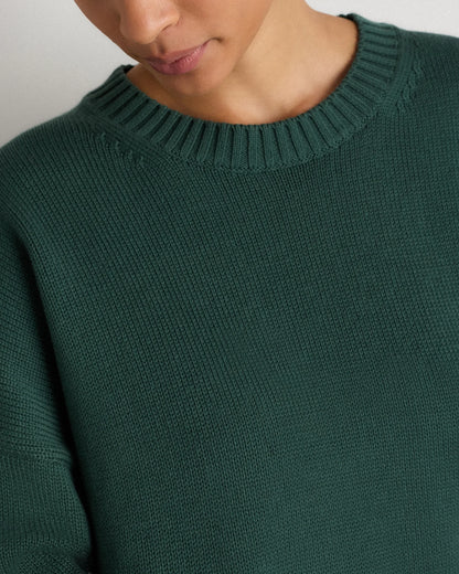 100% Organic Cotton Boyfriend Crew Sweater - XS / Speckled Beige