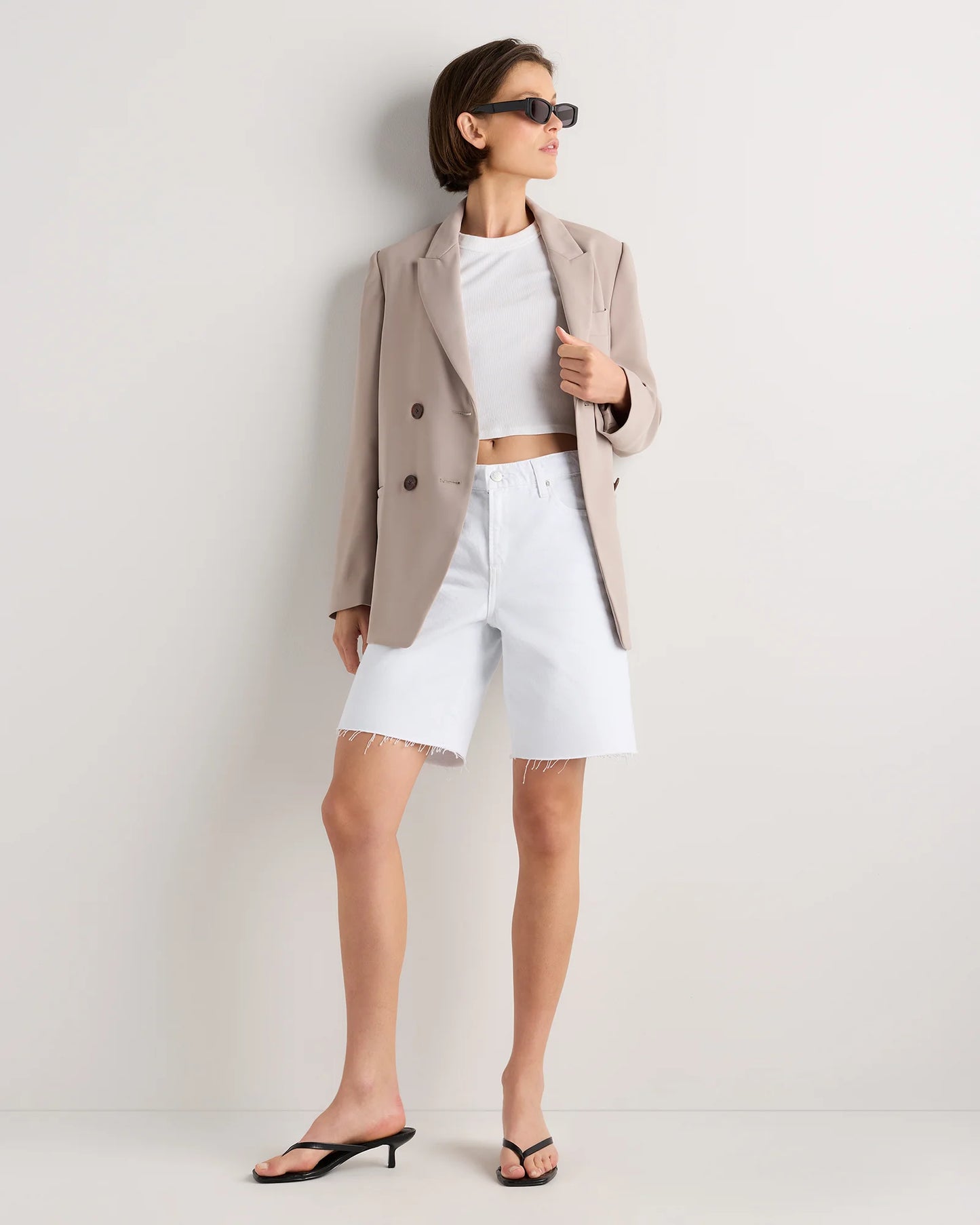 Maya Rigid Bermuda Shorts - 24 / Powder Blue Destruct