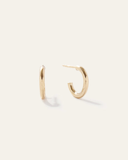 14K Gold Half Huggie Hoops - One Size / Yellow Gold