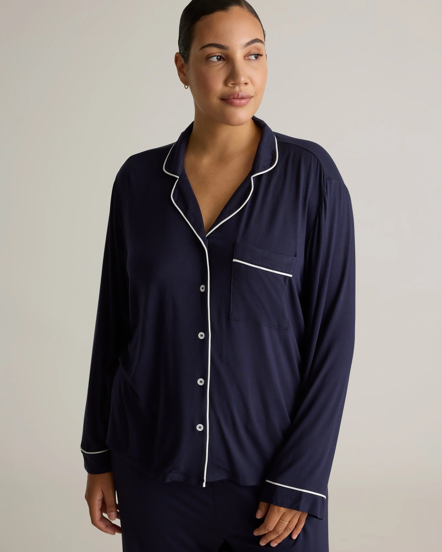 Bamboo Jersey Long Sleeve Pajama Set - XS / True Black