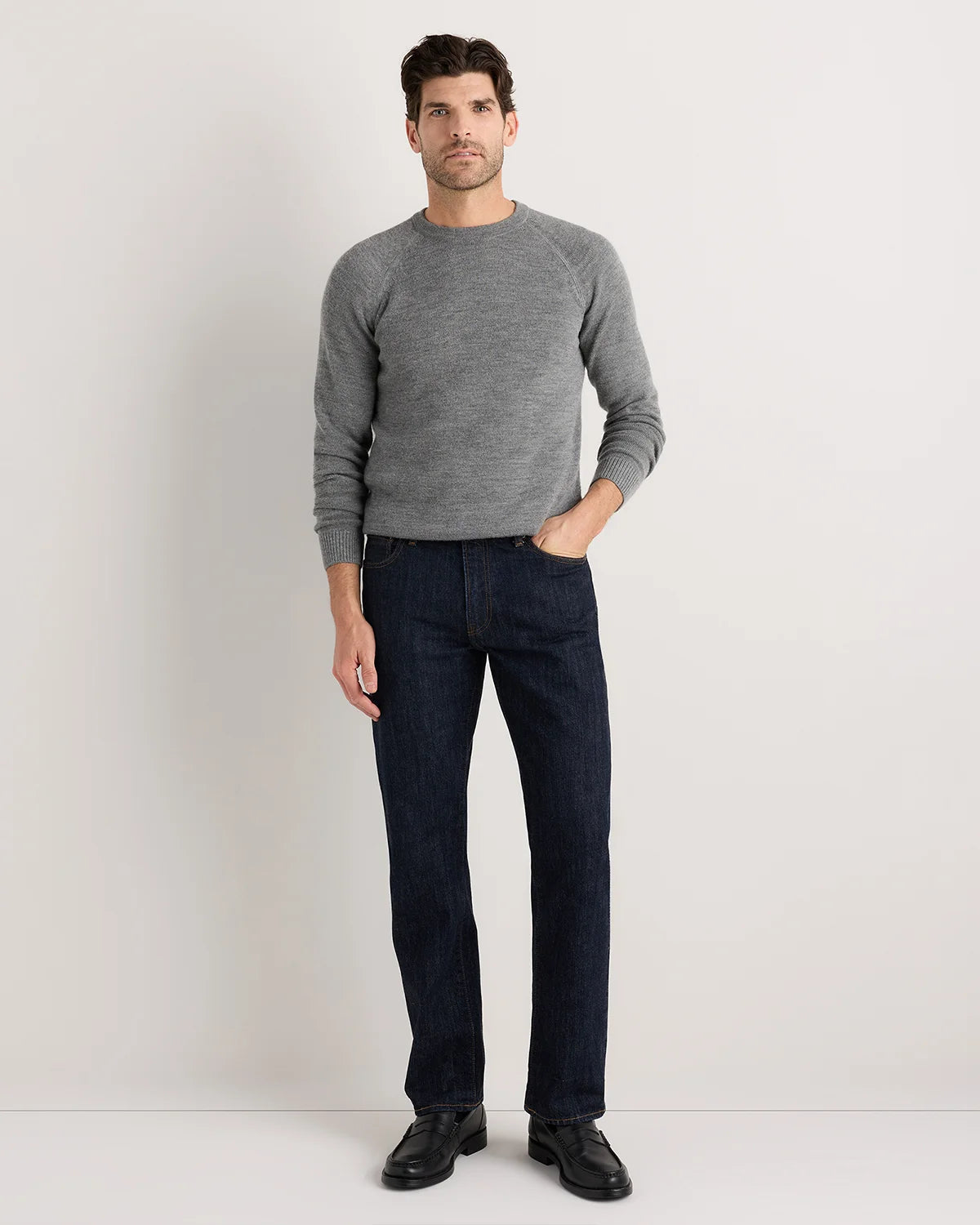 Alpaca-Wool Crewneck Sweater - S / Natural