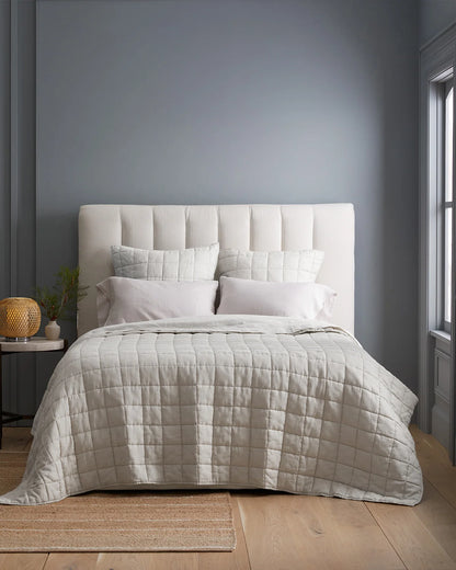 European Linen Box Quilted Euro Sham - Euro / Navy