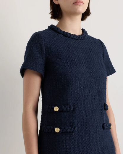 Tweed Short Sleeve Mini Dress - XS / True Black