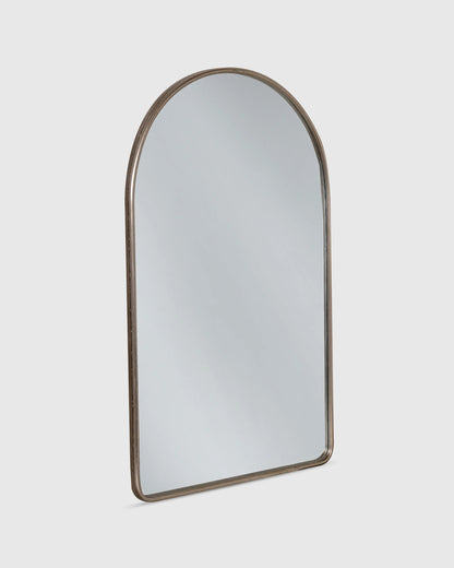 Arched Metal Framed Wall Mirror - One Size / Silver Metal Frame