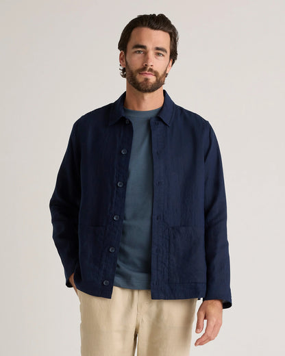 100% European Linen Chore Jacket - S / Flax