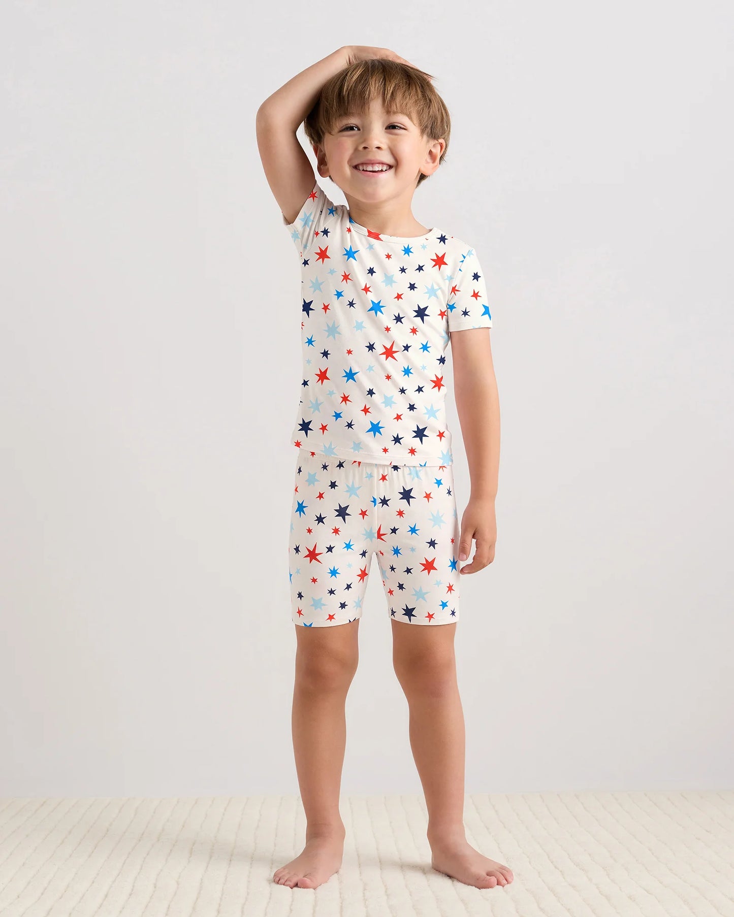 Bamboo Short Sleeve and Shorts Pajama Set - 2T / Lavender Hearts