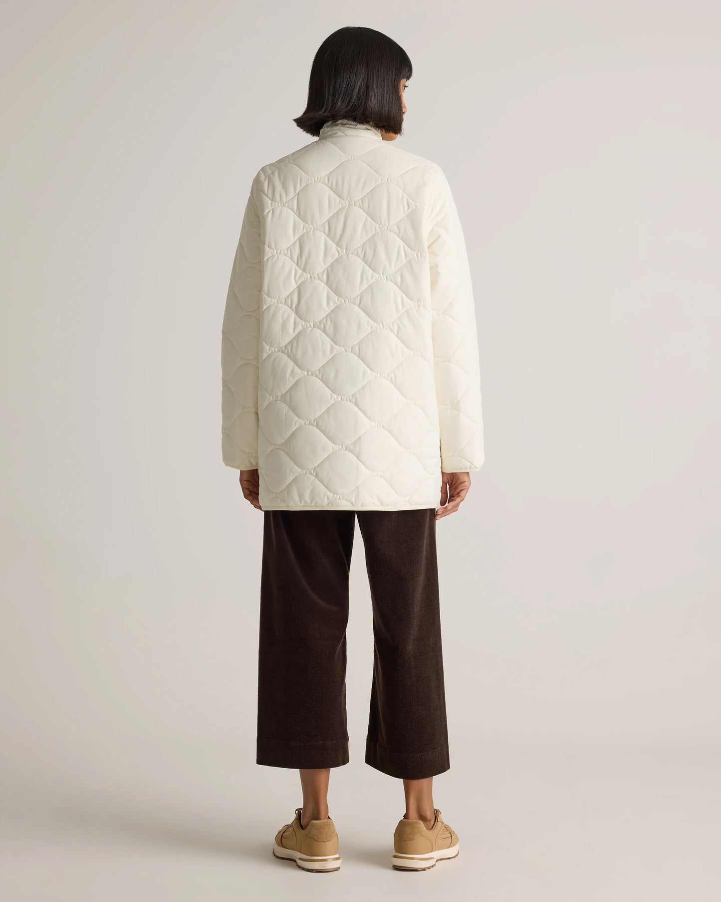 Featherless Quilted Long Puffer Jacket - XS / Silken White