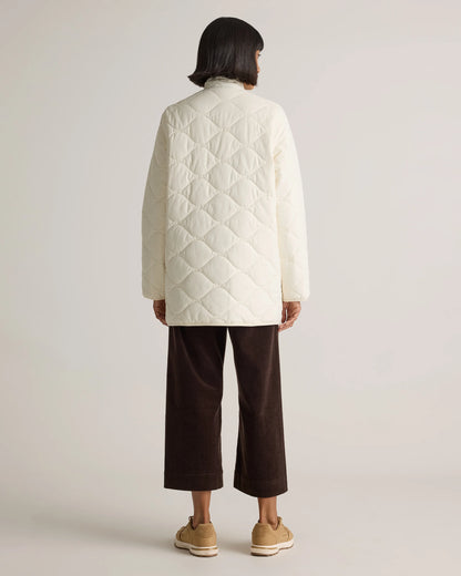 Featherless Quilted Long Puffer Jacket - XS / Silken White