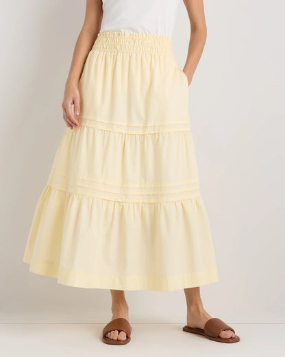 100% Organic Cotton Poplin Tiered Maxi Skirt - XS / Black