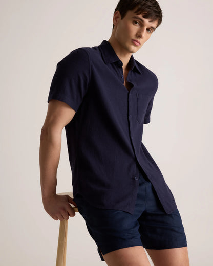 Organic Cotton Stretch Selvage Short Sleeve Shirt - S / Olive