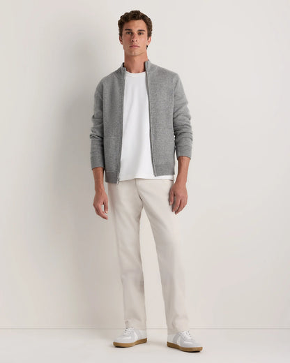 100% Reversible Cashmere Full Zip Sweater - S / Black/Charcoal