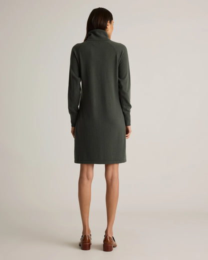 Mongolian Cashmere Turtleneck Sweater Dress - XS / Moss