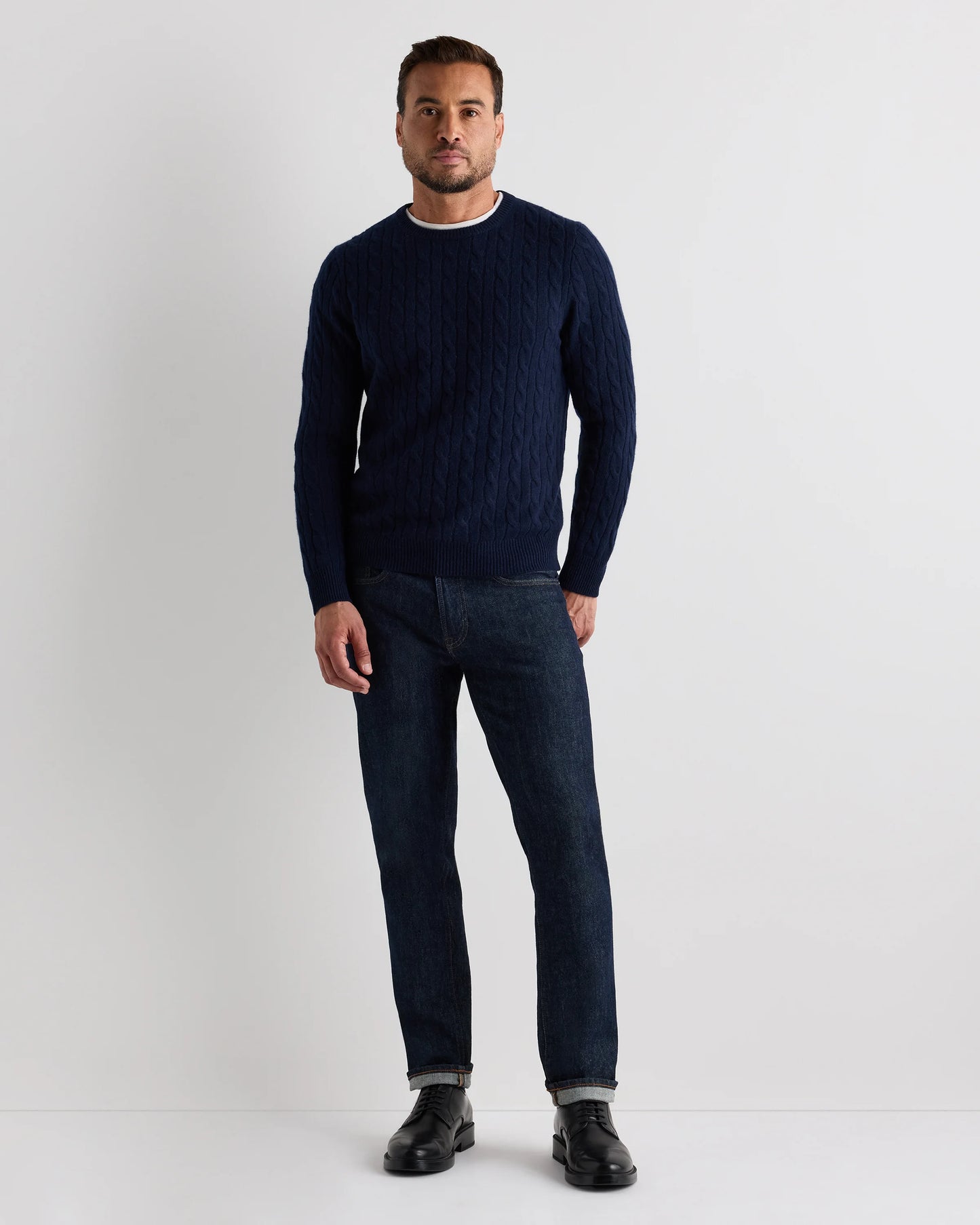 Mongolian Cashmere Classic Cable Crewneck Sweater - S / Teak