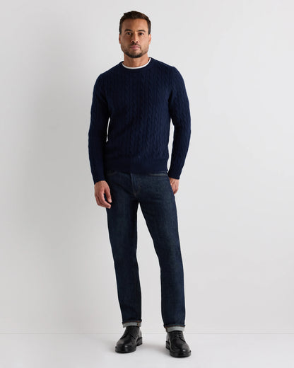 Mongolian Cashmere Classic Cable Crewneck Sweater - S / Teak