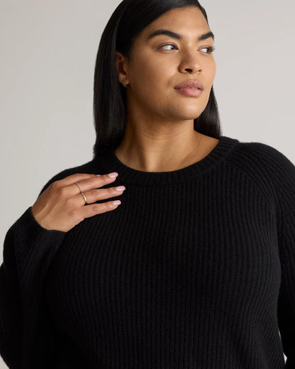 Mongolian Cashmere Fisherman Crewneck Sweater - 1X / Pale Custard Yellow