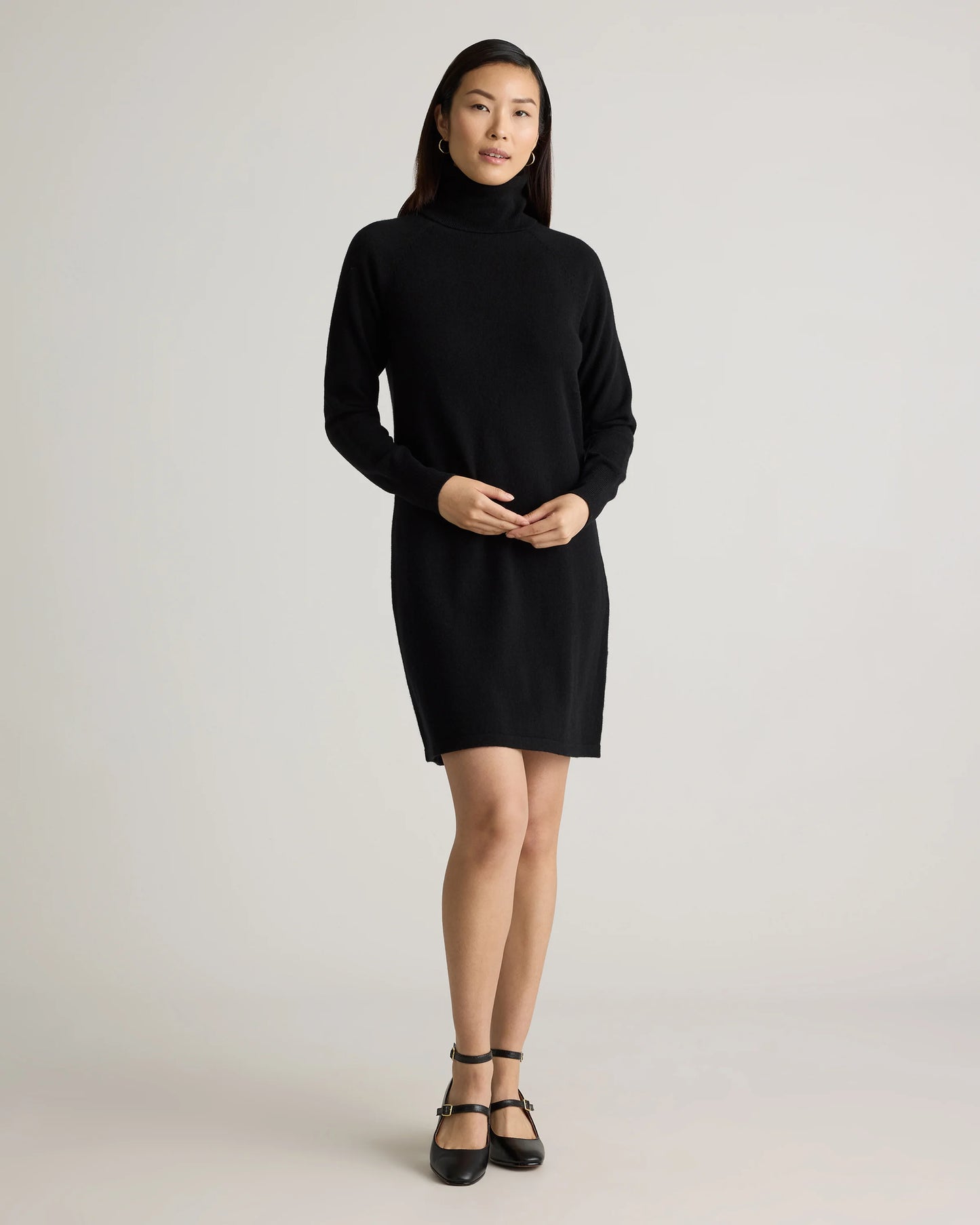 Mongolian Cashmere Turtleneck Sweater Dress - XS / Moss