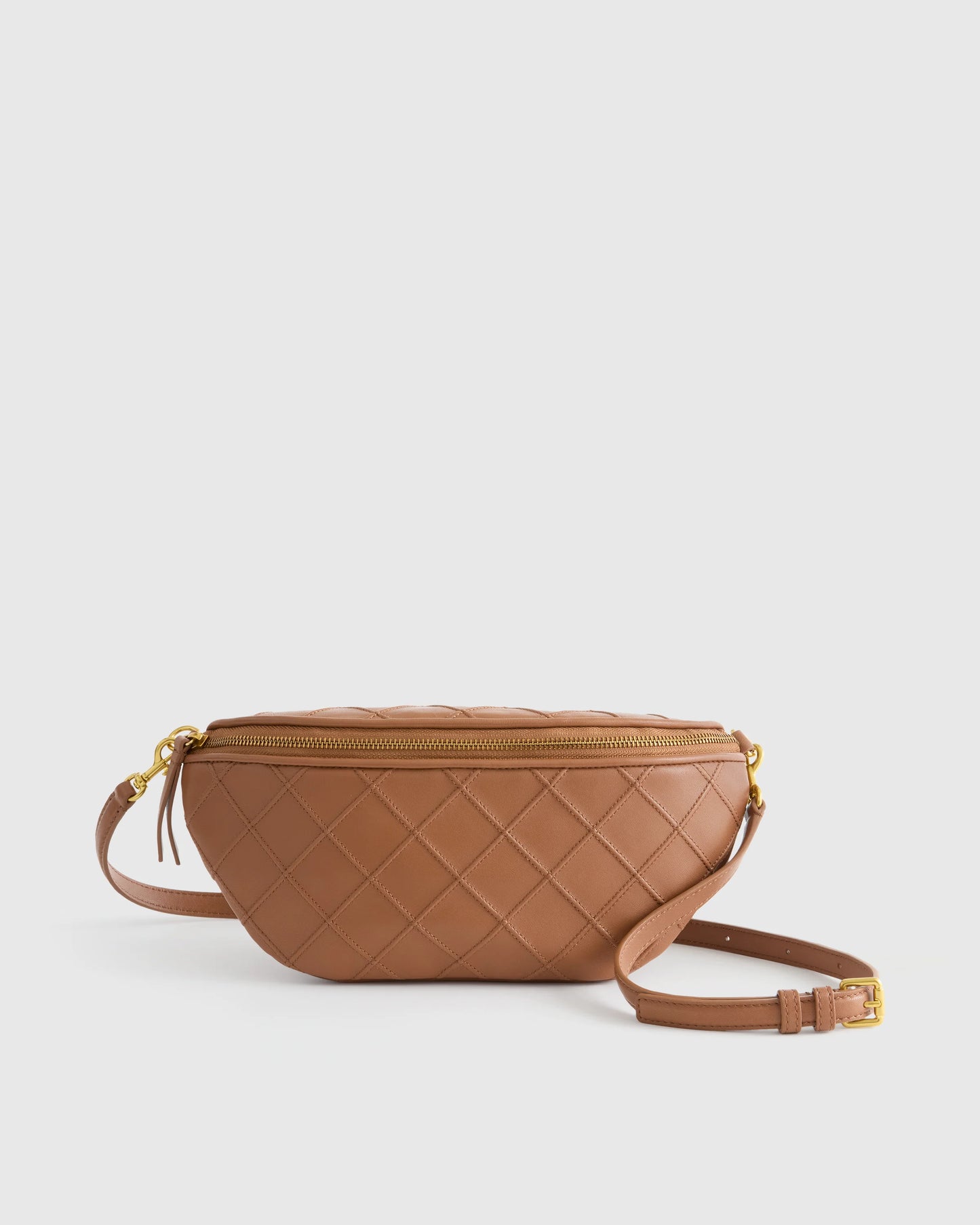 Italian Leather Diamond Stitch Sling - One Size / Cognac