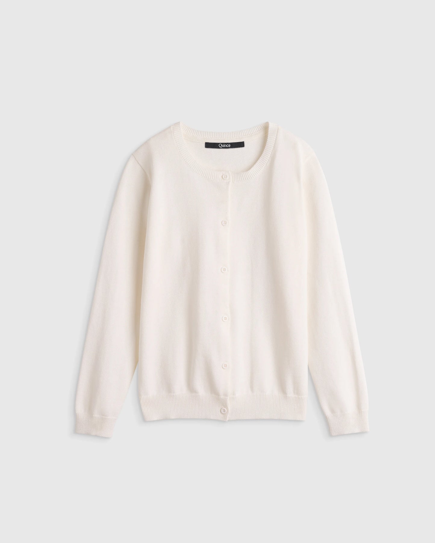 100% Organic Cotton Crewneck Cardigan - 6 / Ivory
