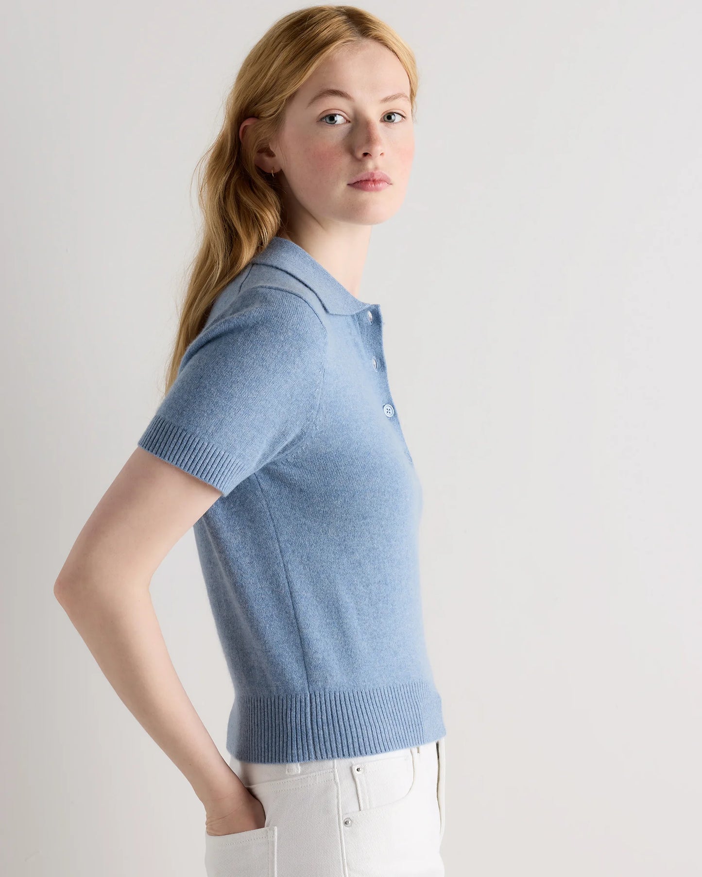 Mongolian Cashmere Short Sleeve Polo - XS / Oatmeal