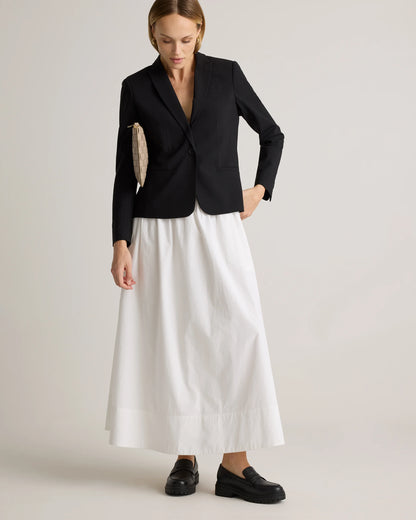 100% Organic Cotton Poplin A-line Maxi Skirt - XS / Classic White