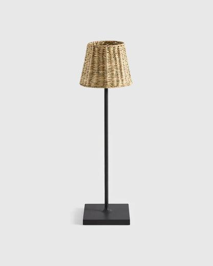 Poldina Pro Rechargeable Table Lamp with Seagrass Shade by Zafferano - Regular / White