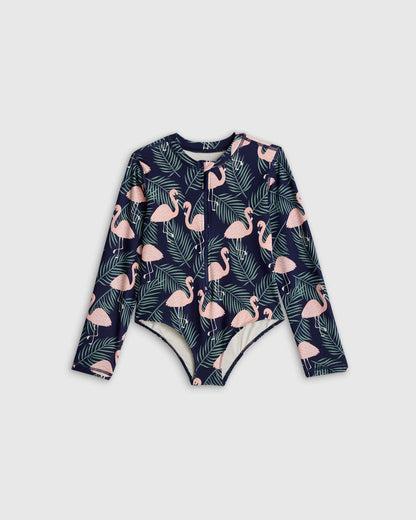 Long Sleeve Zip-Up Swimsuit - 2T / Happy Floral