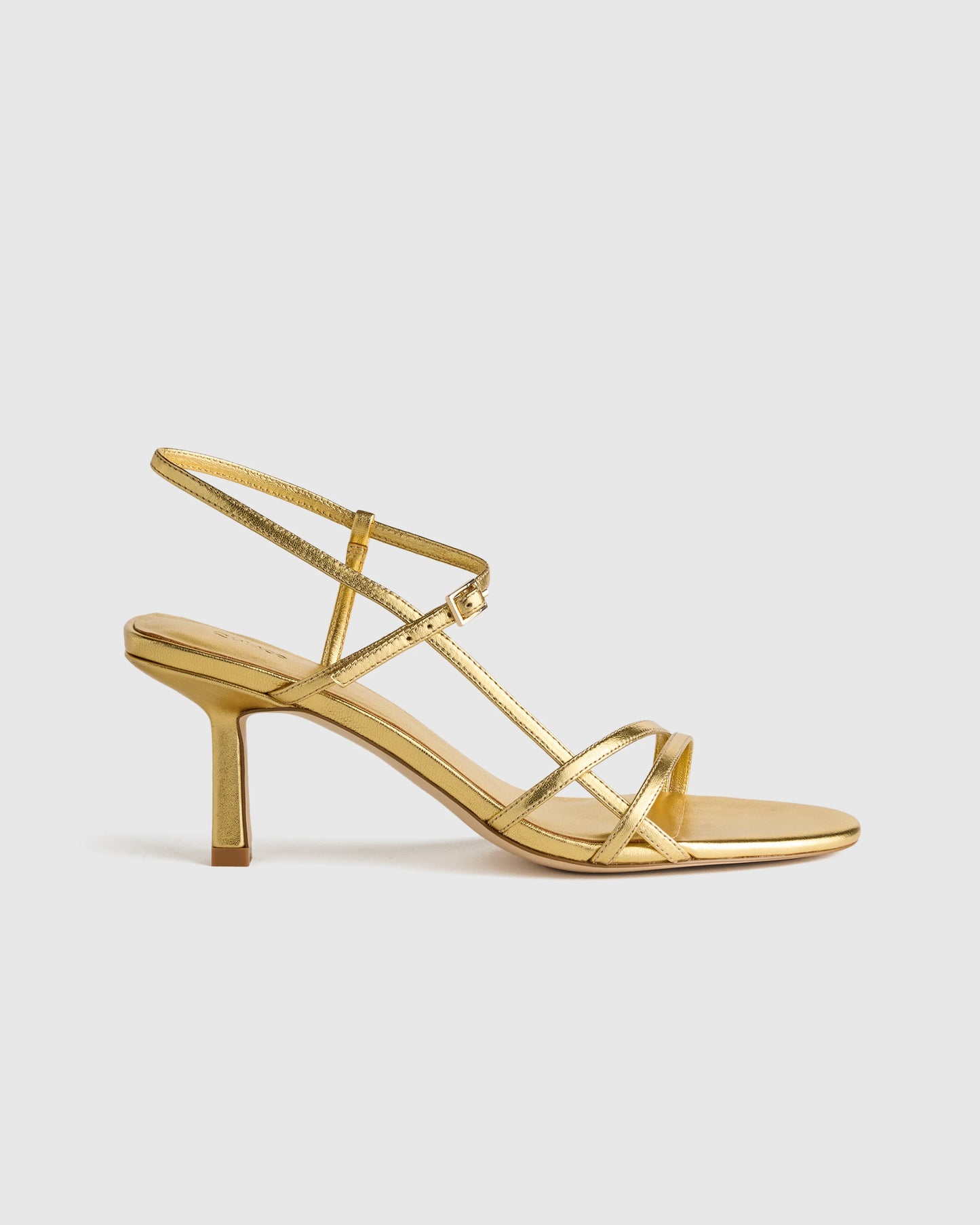 Italian Leather 70mm Strappy Heel - 5 / Metallic Gold