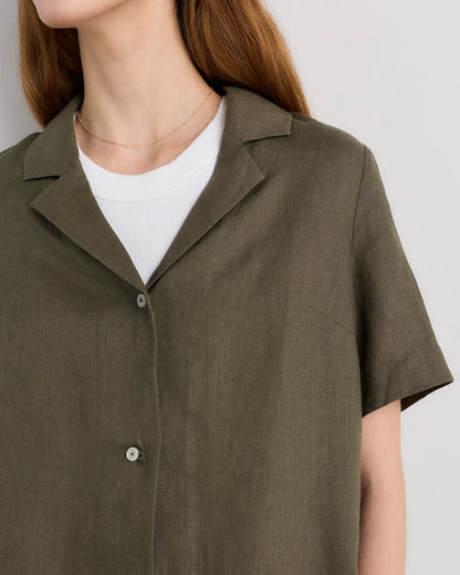 100% European Linen Short Sleeve Shirt - XS / Moonstone Blue