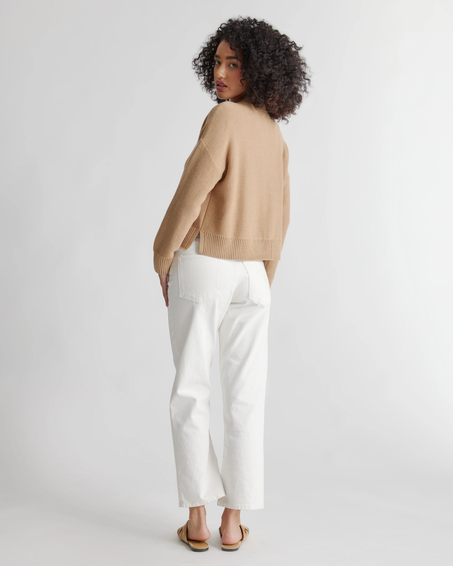 100% Organic Cotton Cropped Cardigan - XS / Heather Brown