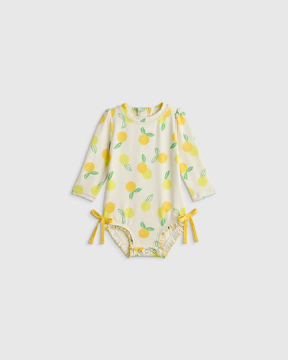 Long Sleeve Tie One-Piece Swimsuit - 0-3M / Soft Ditsy Floral