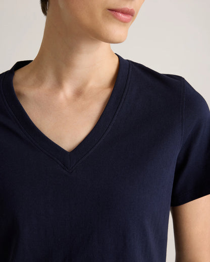 100% Organic Cotton Boxy V-Neck Tee (3-Pack) - XS / Deep Navy
