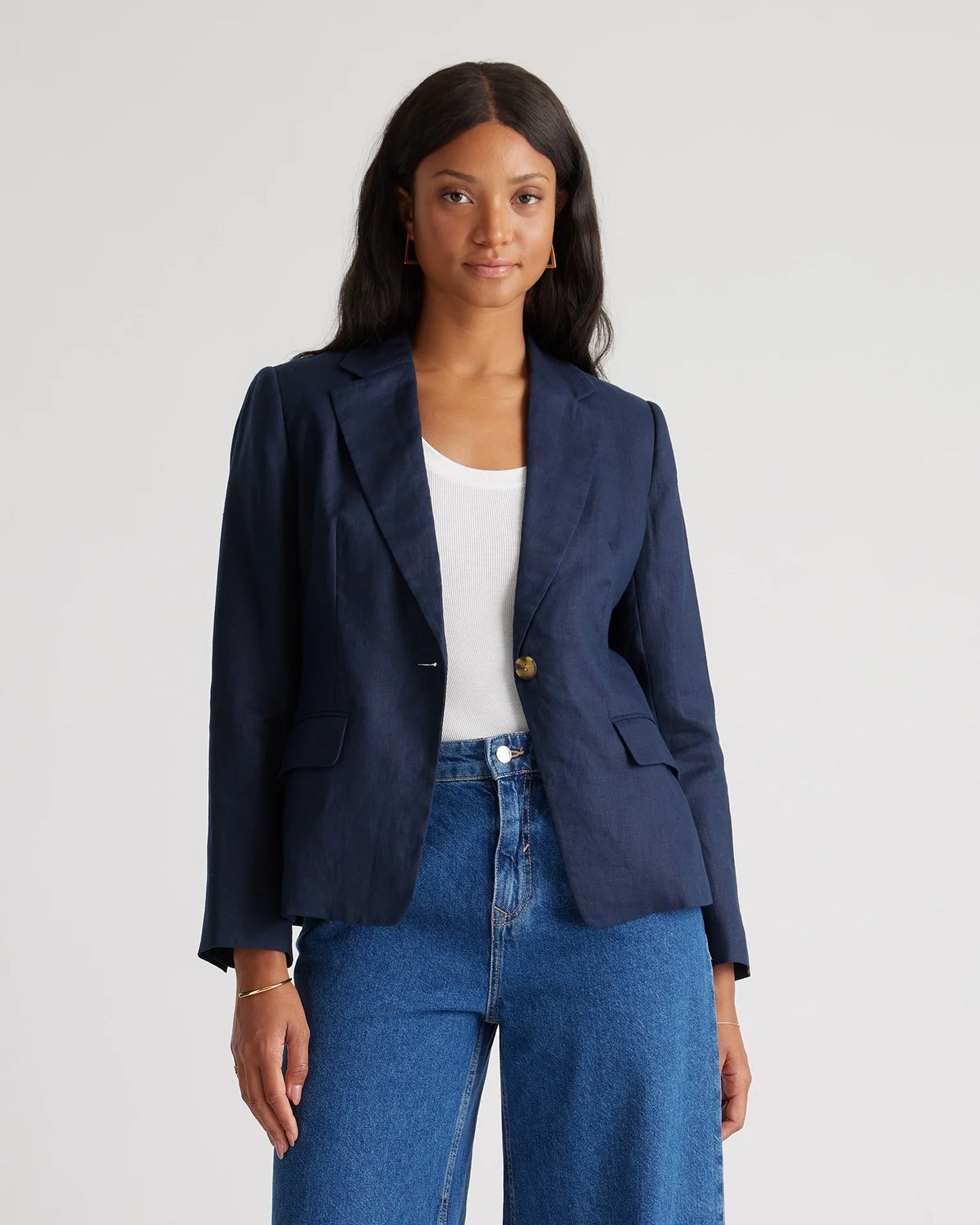 100% European Linen Structured Blazer - XS / French Blue