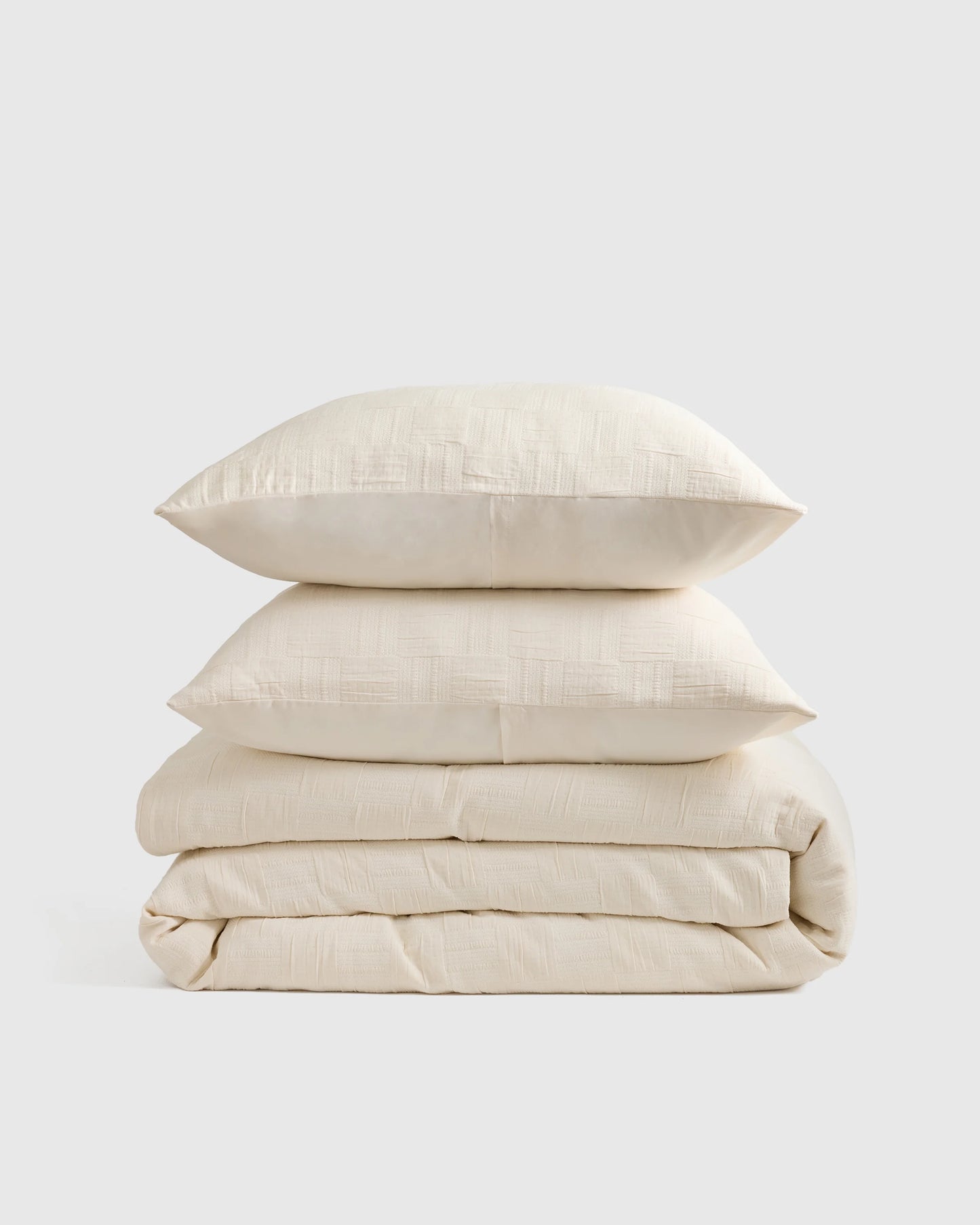 Checkered Matelasse Duvet Cover Set - Twin / Undyed