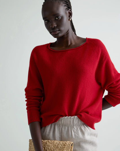 Mongolian Cashmere Boatneck Sweater - XS / Black