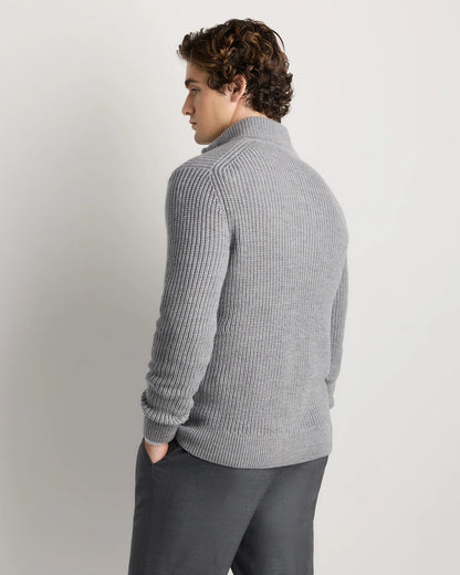 Australian Merino Wool Half Zip Sweater - S / Heather Bone